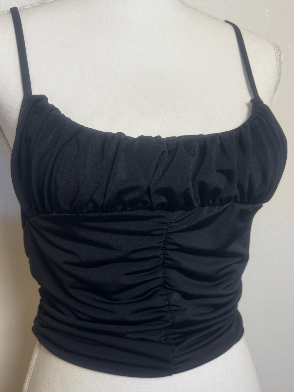 Urban Outfitters Ruched Black Cropped Tank Top